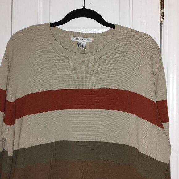 Geoffrey Beene   multicolor striped crewneck  sweater  Sz L - Picture 3 of 5
